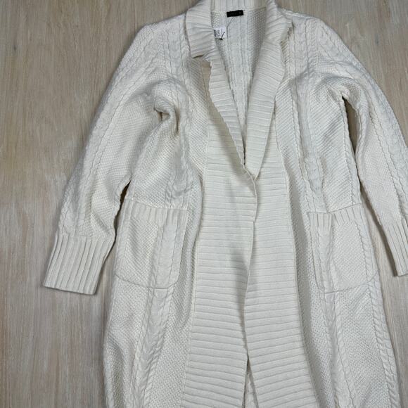 NWT Talbots Cable Knit Open Front Chunky Longline Cottagecore Coatigan Small - Picture 5 of 13